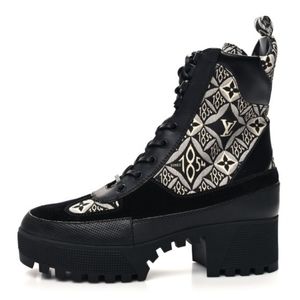 LOUIS VUITTONSuede Calfskin Jacquard Since 1854 Laureate Platform Desert Boots